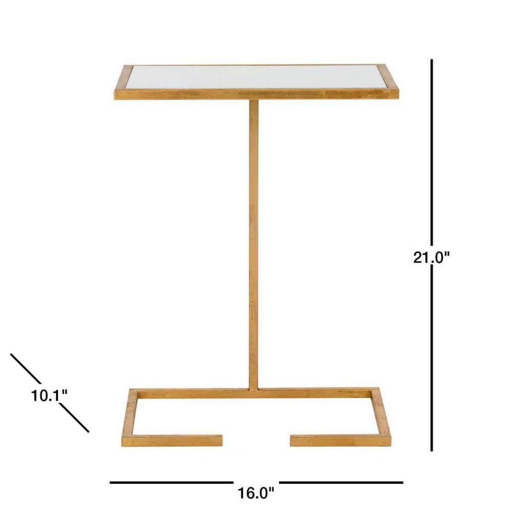 Neil Gold Leaf Accent Table - Gold/White Glass - Safavieh.