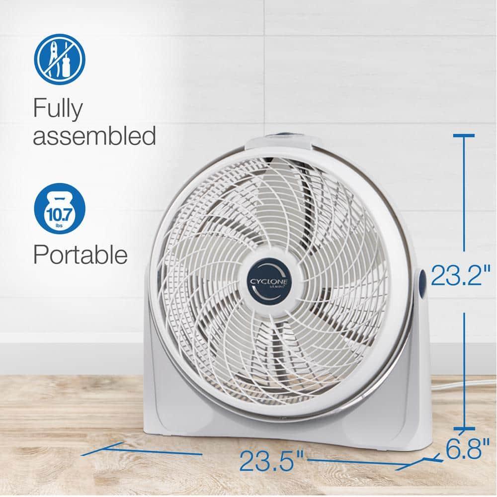 Lasko Lasko 20 Inch Cyclone Portable Full-Tilt Floor Or Wall Mount Pivoting Fan, White