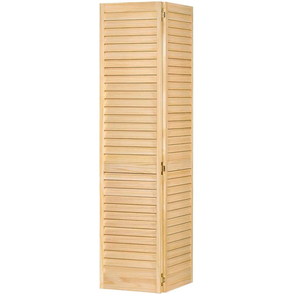 Kimberly Bay Louvered Wood Unfinished Plantation Bi-Fold Door