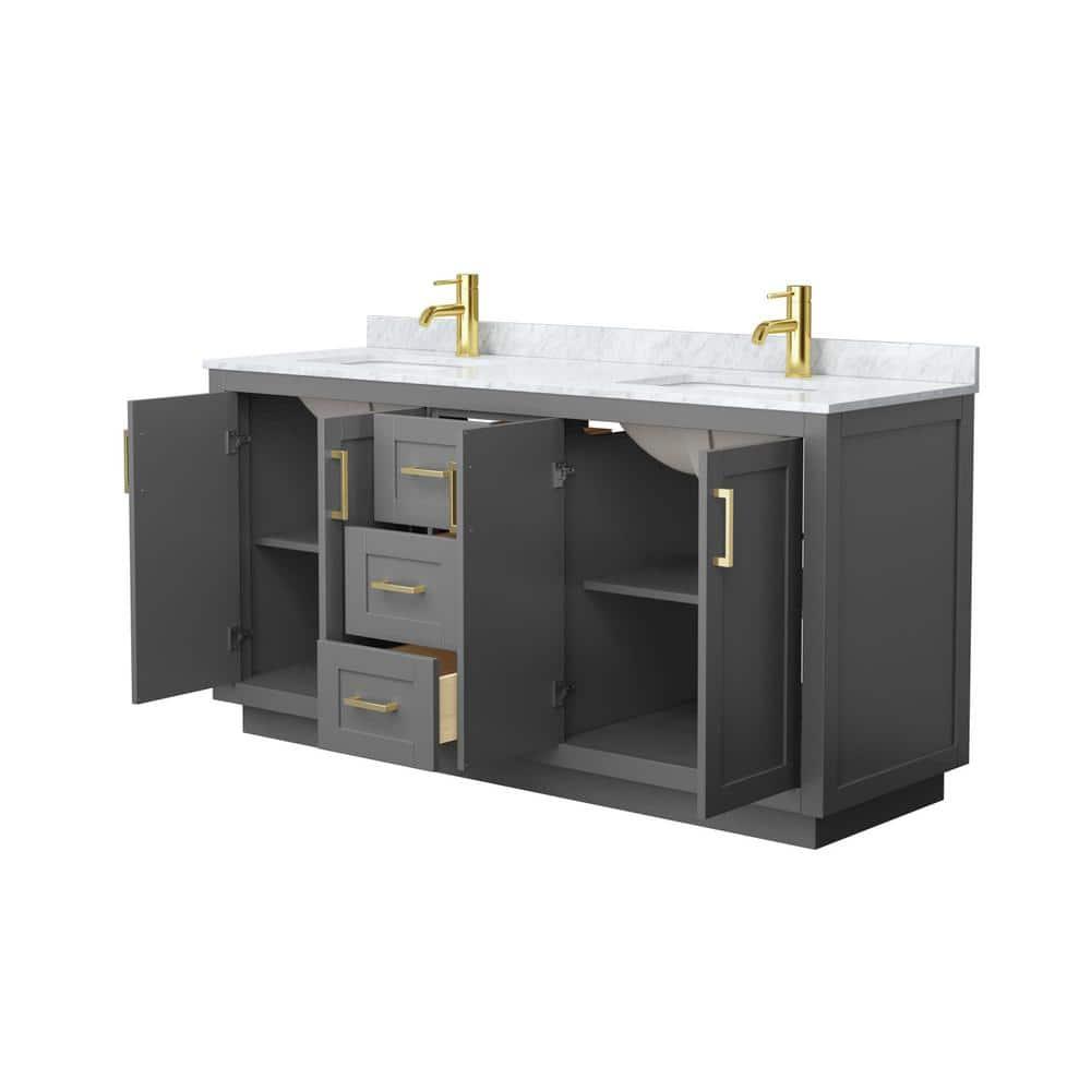 Wyndham Collection Miranda 66" Freestanding Double Bathroom Vanity with Marble Top