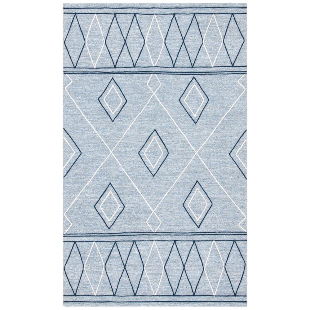 Striped Kilim STK510 Hand Woven Area Rug - Light Blue/Ivory - 3'x5' - Safavieh.