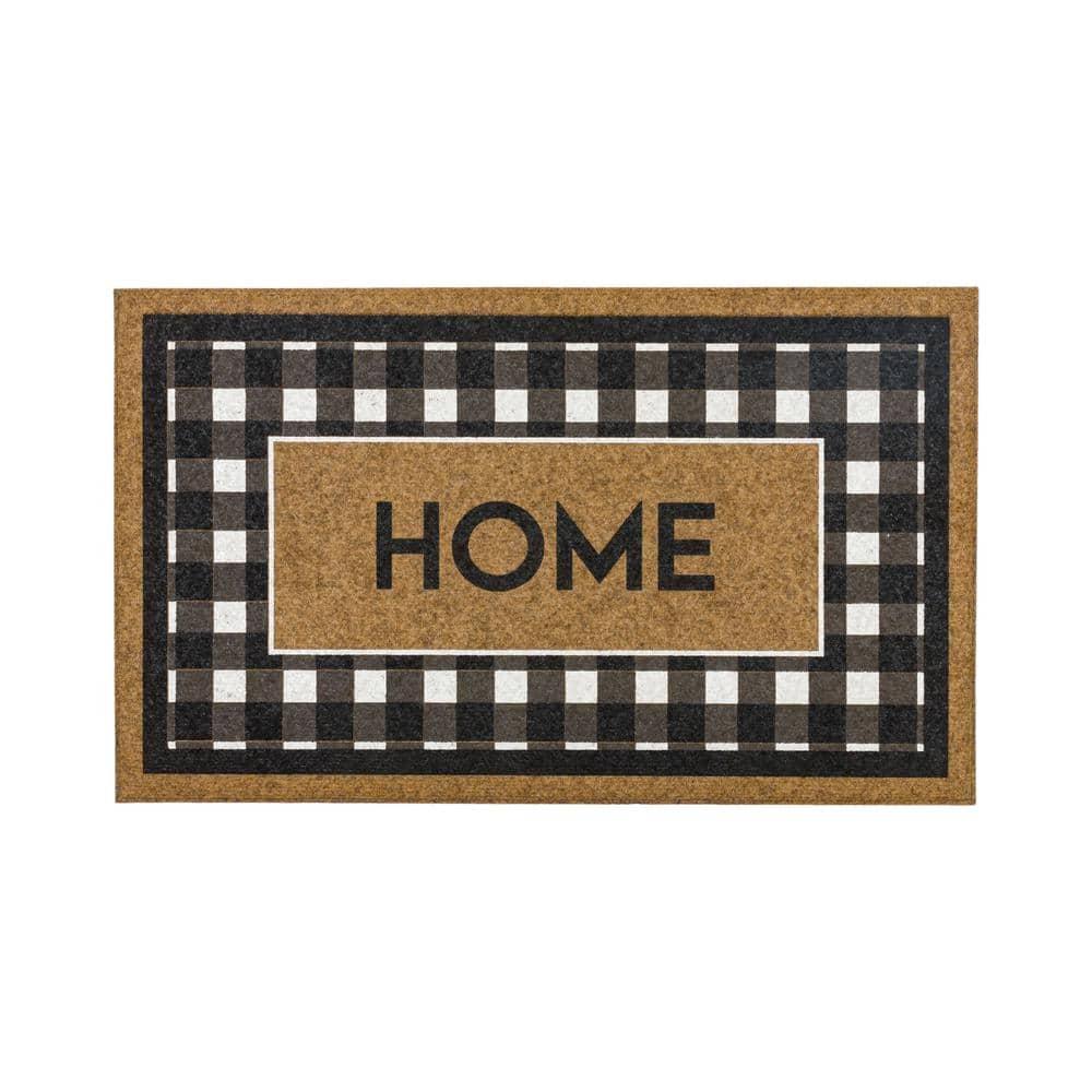 Fall Welcome Home Black/White Geometric Weather Resistant Door Mat