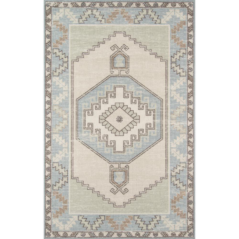 3'3"x5' Medallion Loomed Accent Rug Light Blue - Momeni: Traditional Wool & Nylon, Low Pile, Indoor Rectangle Rug