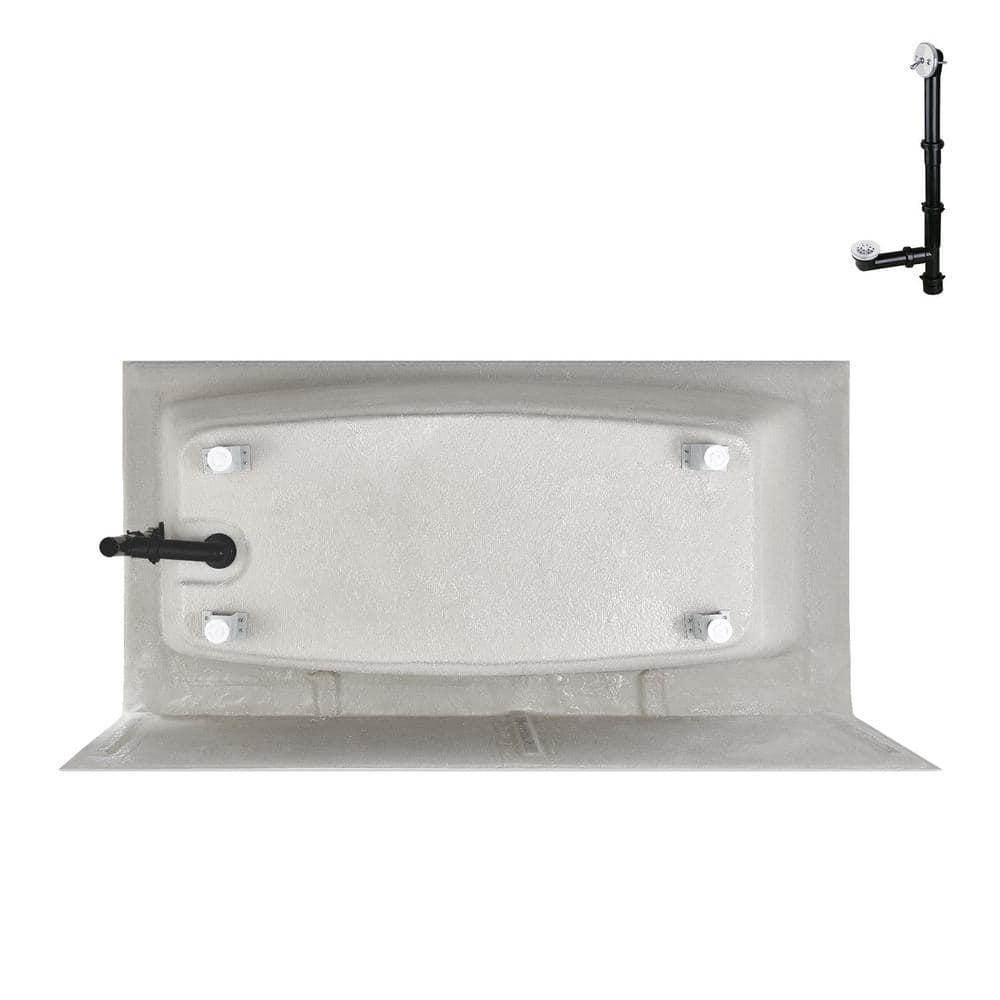 Streamline 60 in. x 30 in. Acrylic Right-Hand Drain Alcove Bathtub in Glossy White With External Drain