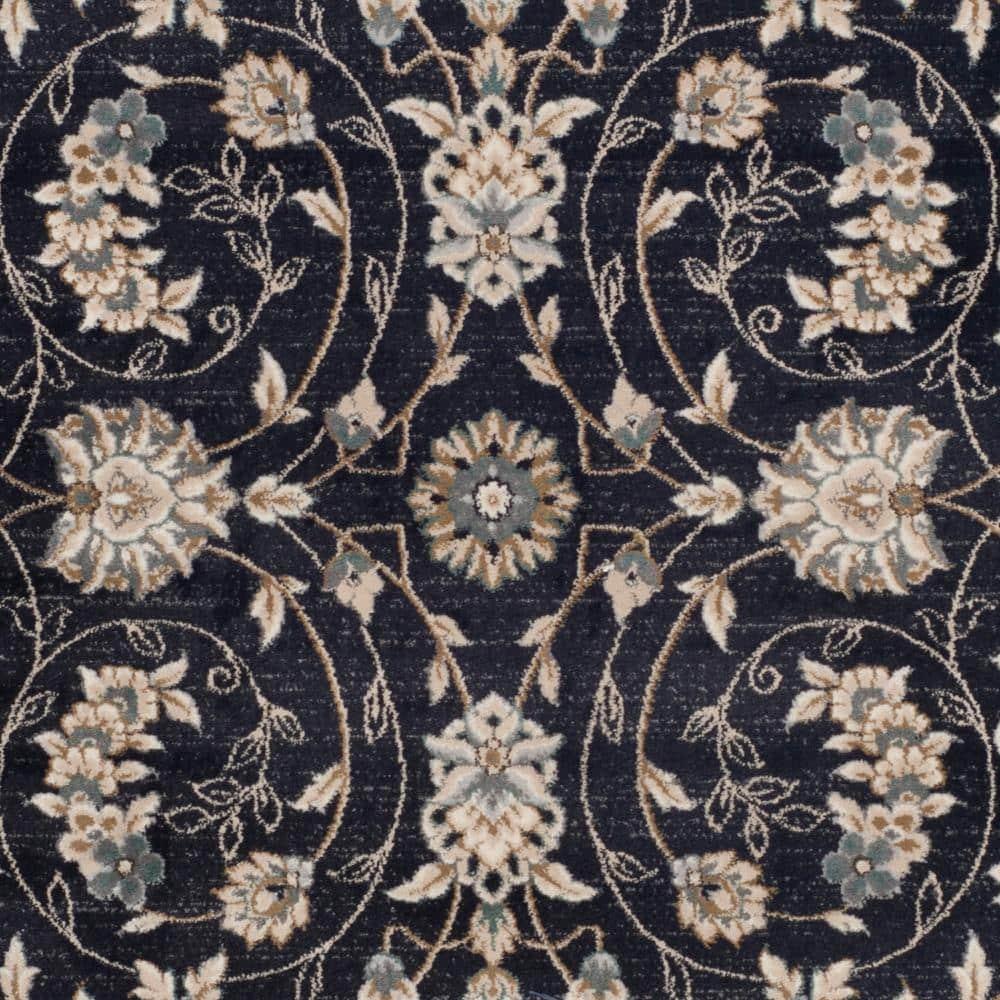 Safavieh Lyndhurst Tabaz 9 x 12 (ft) Loomed Polypropylene Anthracite/Cream Rectangular Indoor Floral/Botanical Oriental Area rug