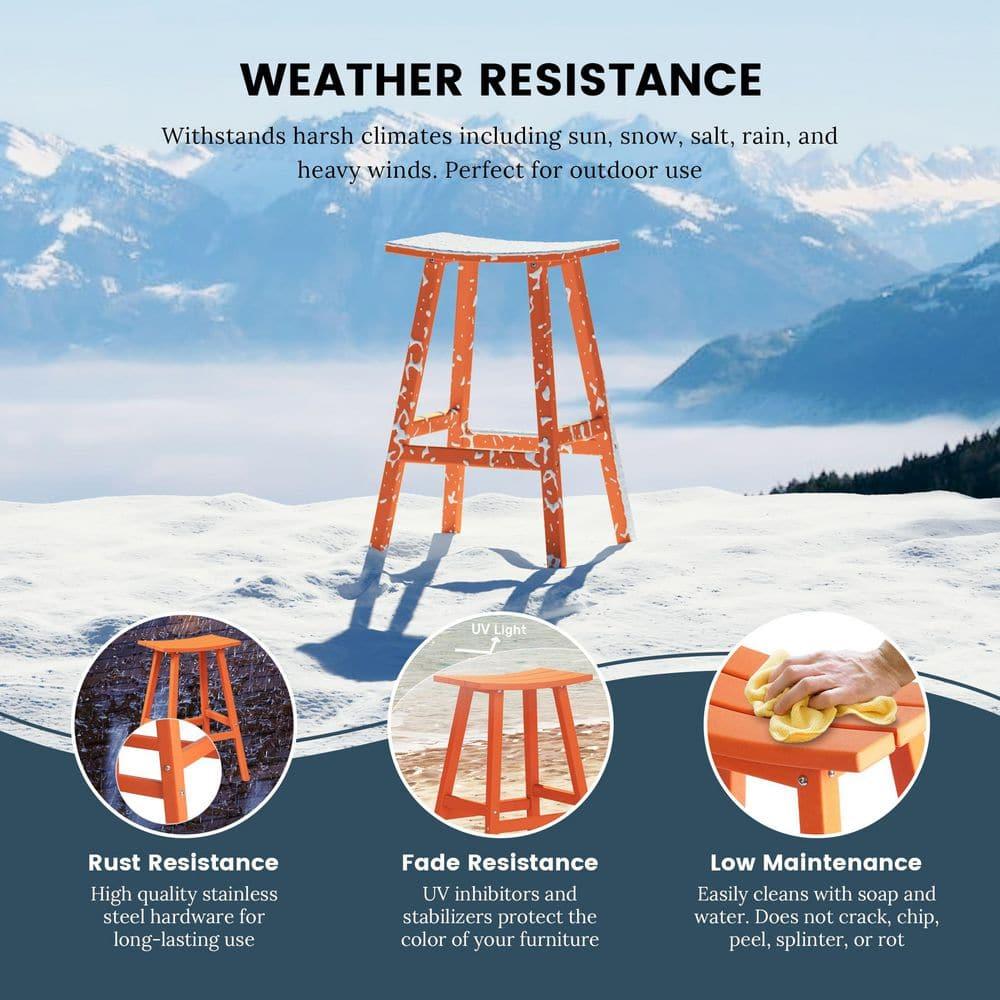 Franklin Orange 29 in. Poly HDPE Fade Resistant Outdoor Patio Saddle Seat Pub Height Bar Stool