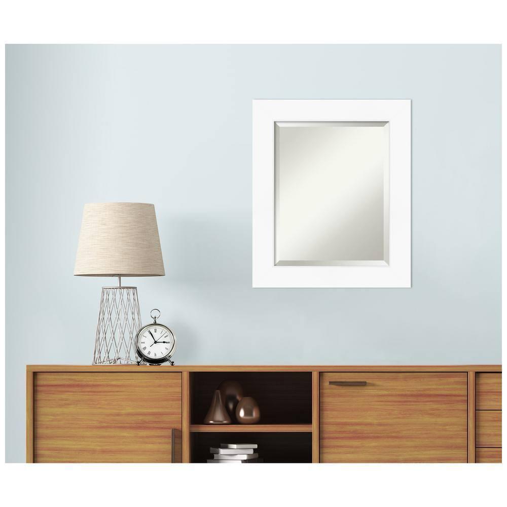 Amanti Art Beveled Bathroom Wall Mirror - Cabinet White Frame Outer Size: 21 x 25 in