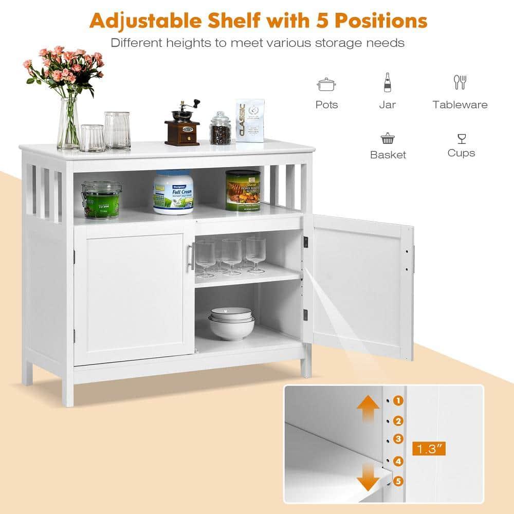 Costway Kitchen Buffet Server Sideboard Storage Cabinet w/2 Doors & Shelf White