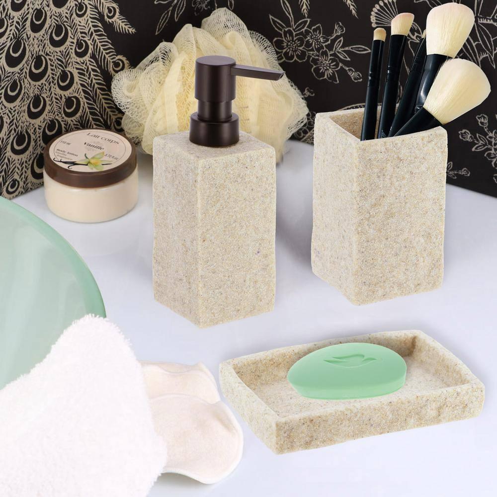 Evideco Stone Bath Square Resin Hand Soap & Lotion Dispenser