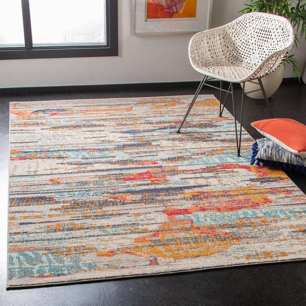 Madison MAD419 Power Loomed Indoor Area Rug - Ivory/Multi - 5'3"x7'6" - Safavieh