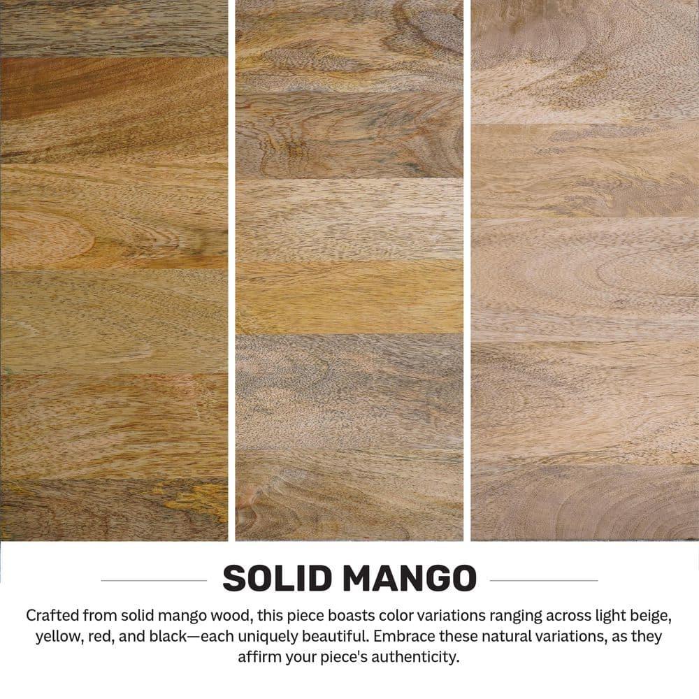 Simpli Home Millbury 36"W Solid Mango Wood Contemporary Round Drum Coffee Table, Fully Assembled