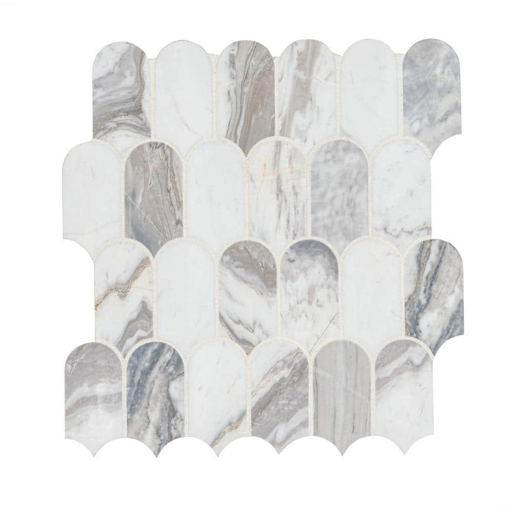 Edessa Scallop 12" x 13" Polished Marble Mosaic Floor and Wall Tile
