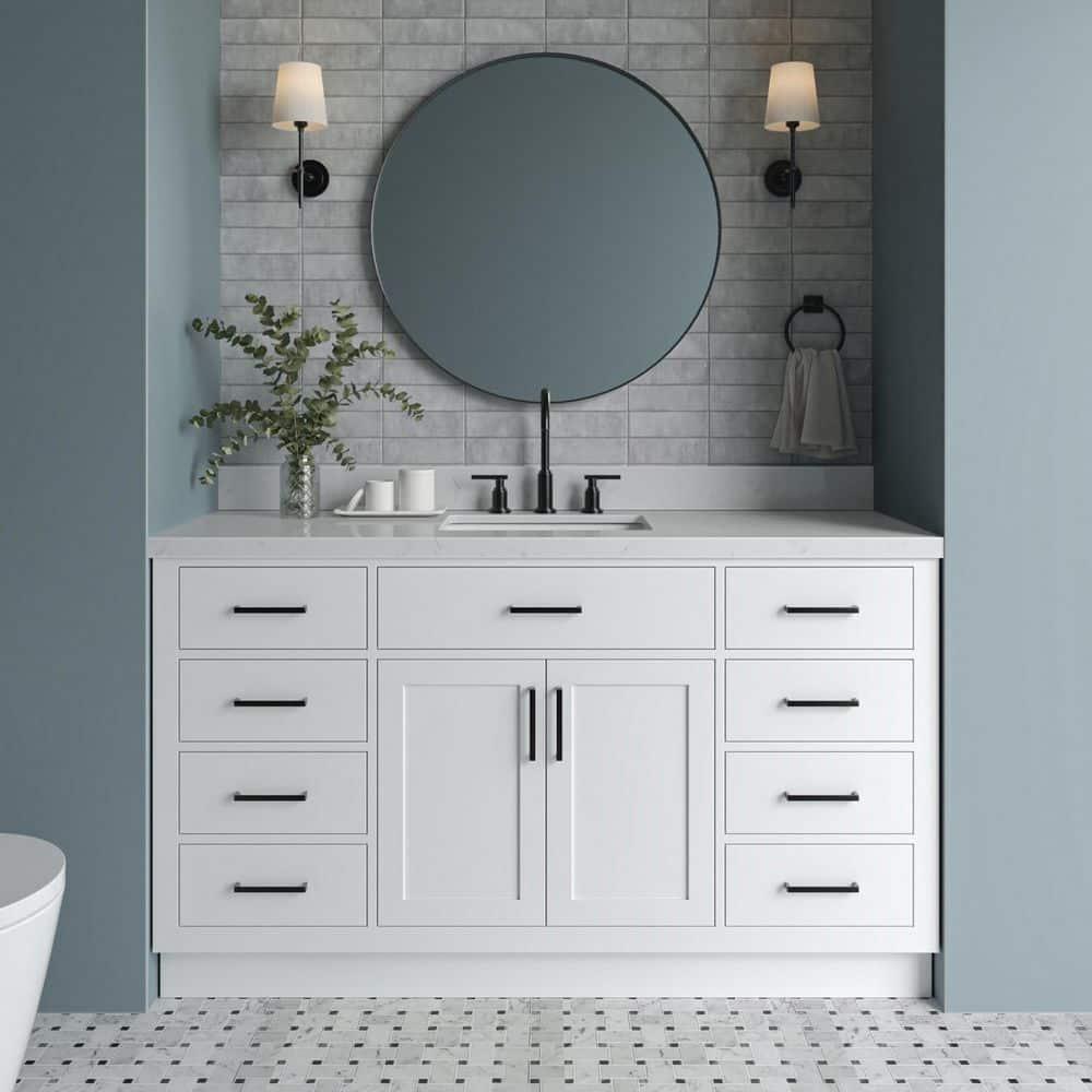 Ariel T060s-Bc Hepburn 60" Single Free Standing Vanity Cabinet Only - White
