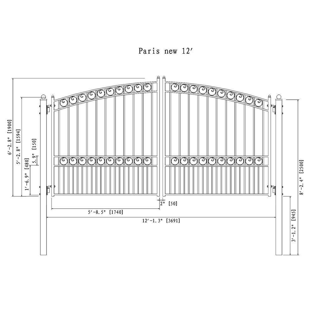 ALEKO Automated Steel Dual Swing Driveway Gate and Gate Opener Complete Kit – PARIS Style –ETL Listed