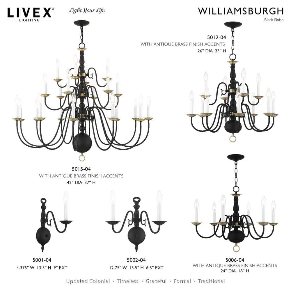 Livex Lighting Williamsburgh 12 - Light Chandelier in  Black