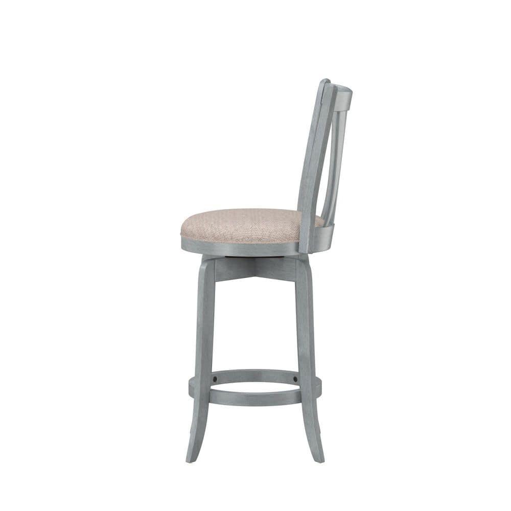 Hillsdale Furniture 25.75" Savana Swivel Counter Height Barstool Blue (Wirebrush)/Cream : Upholstered, Wood Legs, 250lb Capacity