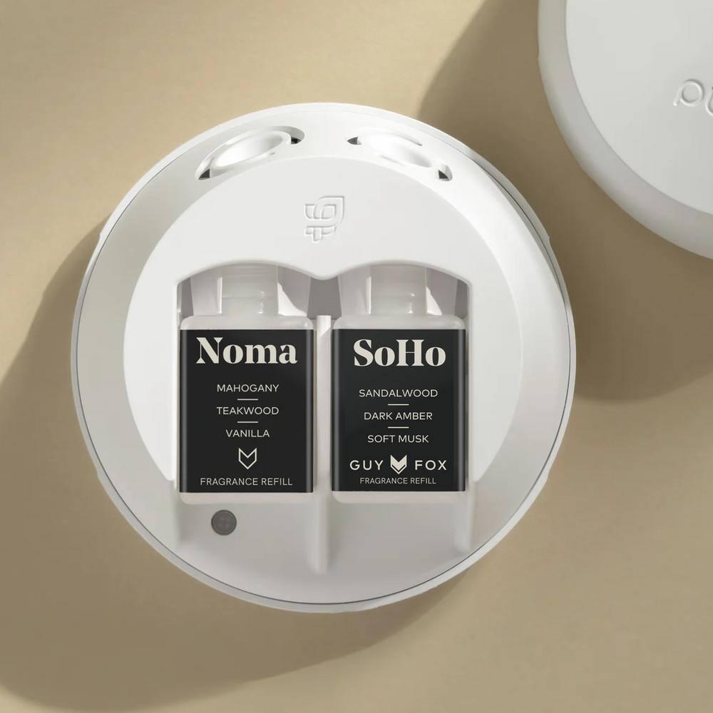 Smart Home Fragrance Diffuser Starter Set - Guy Fox SoHo and Noma Refills - Wi-Fi connected, customizable home scent