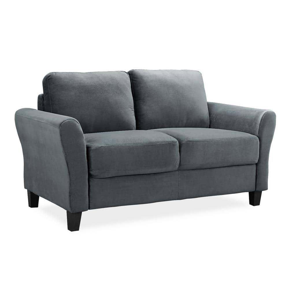 Lifestyle Solutions Alexa Loveseat with Rolled Arms, Gray Fabric