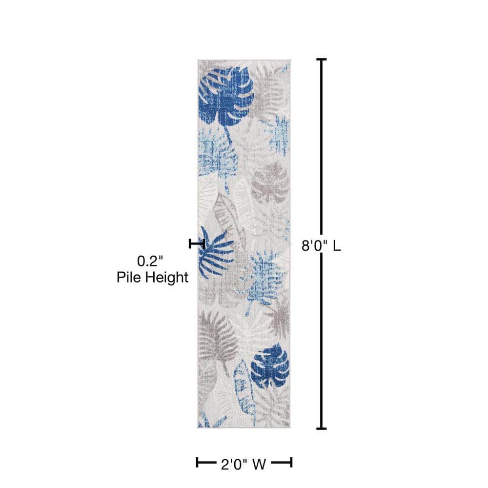 Cabana CBN831 Power Loomed Indoor/Outdoor Runner Rug - Grey/Blue - 2'x8' - Safavieh.