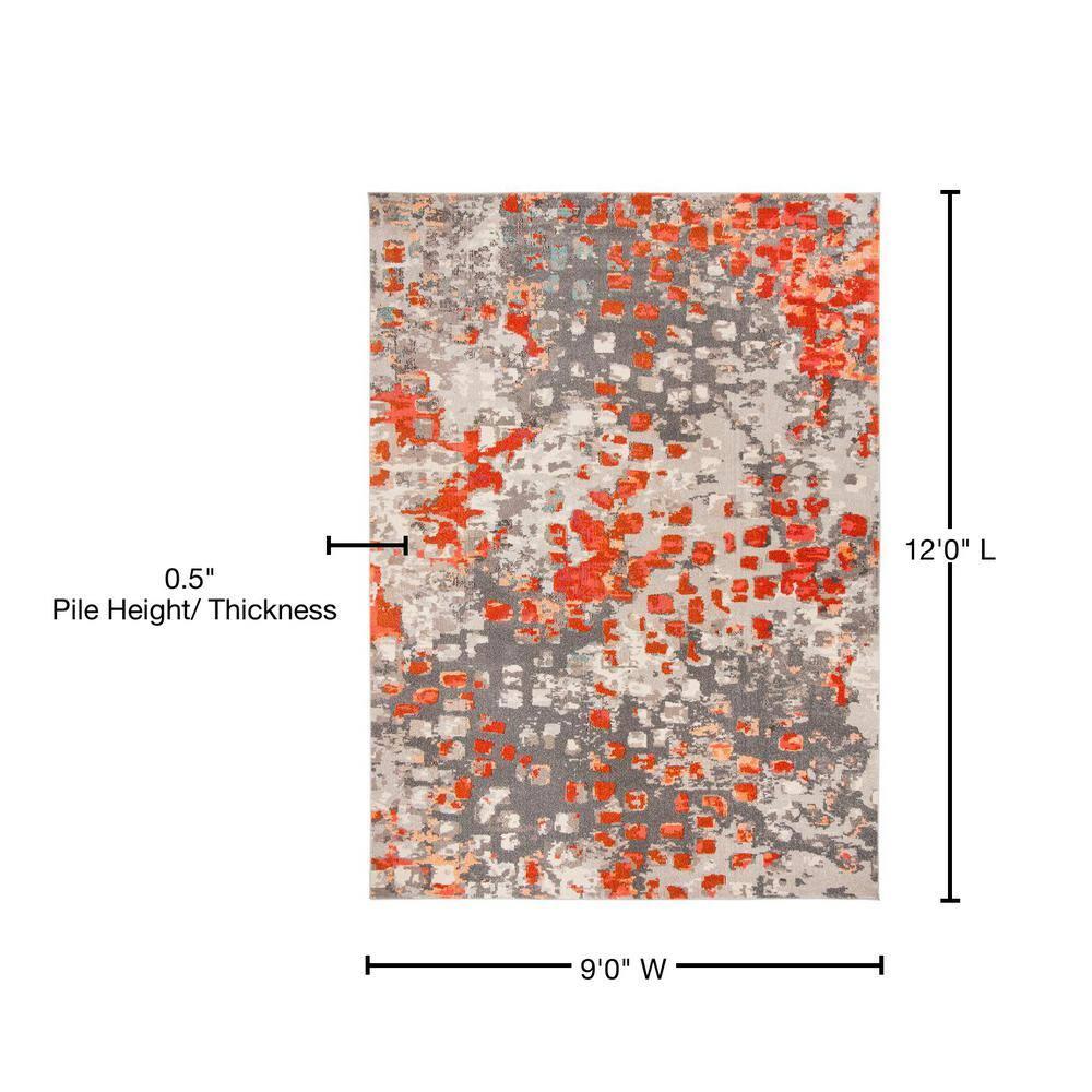 SAFAVIEH Monaco Driskoll Abstract Area Rug, Grey/Orange, 9' x 12'