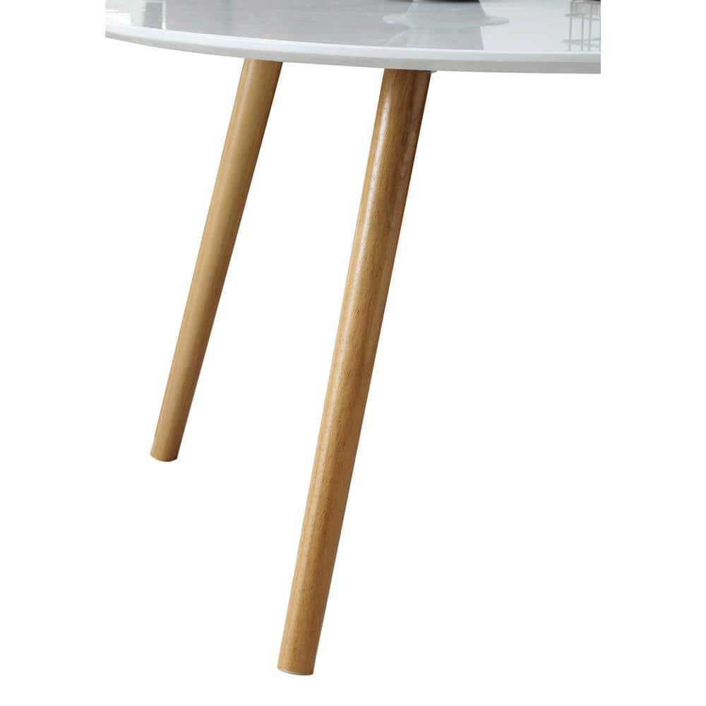 Convenience Concepts Oslo 32" Round Coffee Table in Glossy White Wood Finish