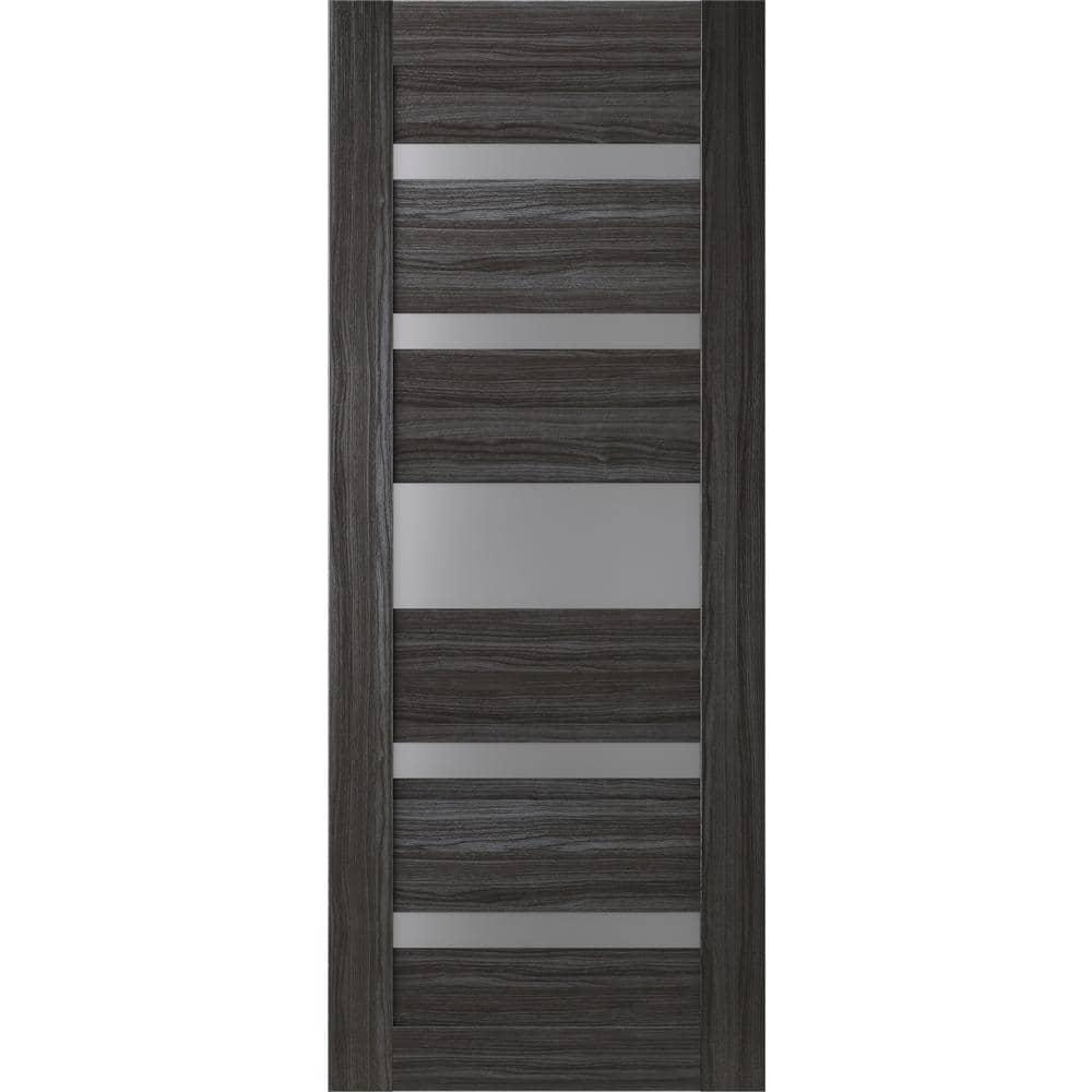 Belldinni Kina No Bore Solid Core 5-Lite Frosted Glass PP Finished Wood Composite Interior Door Slab