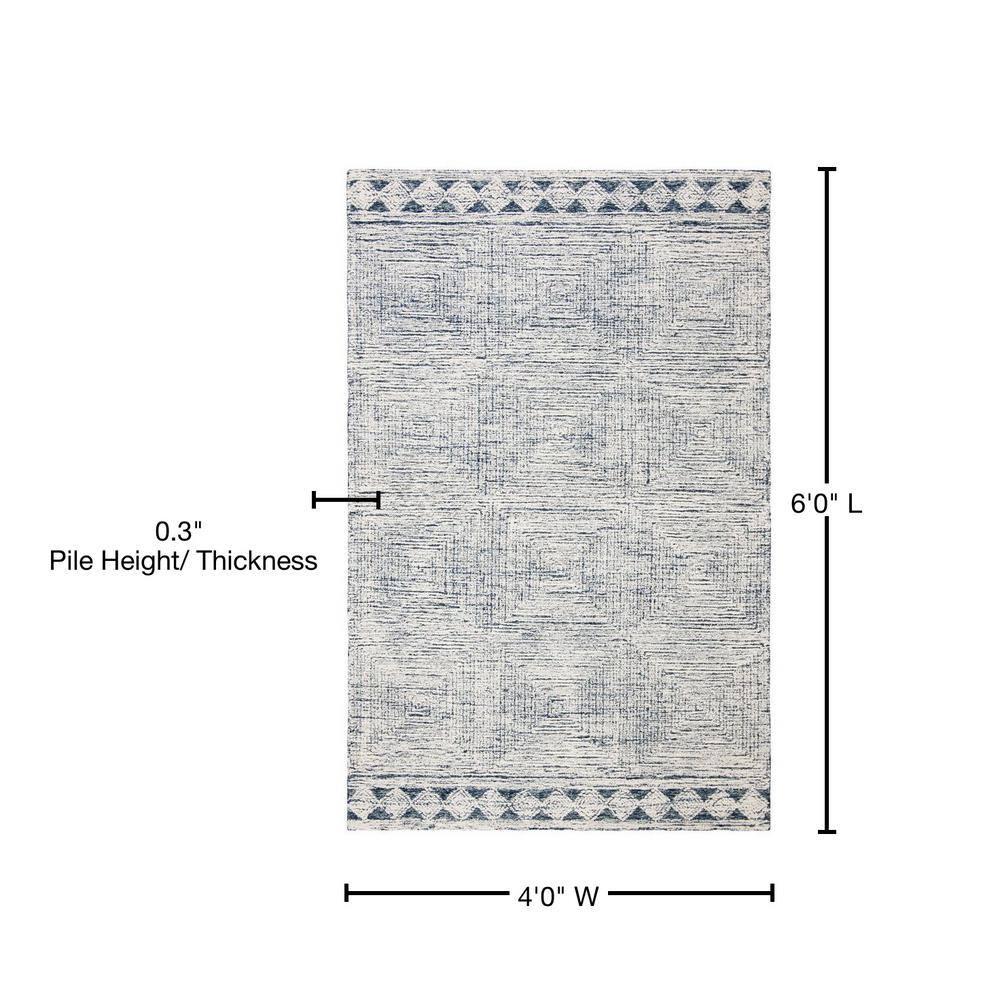 Abstract ABT349 Hand Tufted Area Rug - Ivory/Navy - 4' X 6' - Safavieh.
