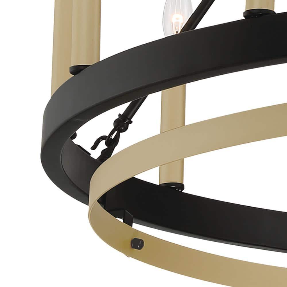 Vanity Art 12-Lights Candle Style Wagon Wheel Chandelier Lighting Farmhouse Candle Ceiling Light Fixtures for Living Room Kitchen Dining Room - 10552TW-BK-BD