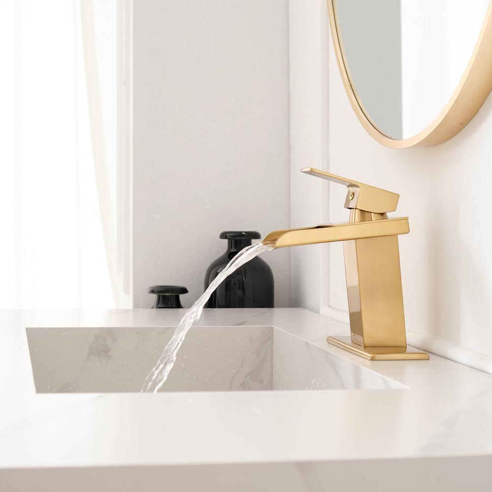 HGN TPLT-001LSJ-DP-XS HGN Waterfall Spout Bathroom Faucet with Pop-up Drain