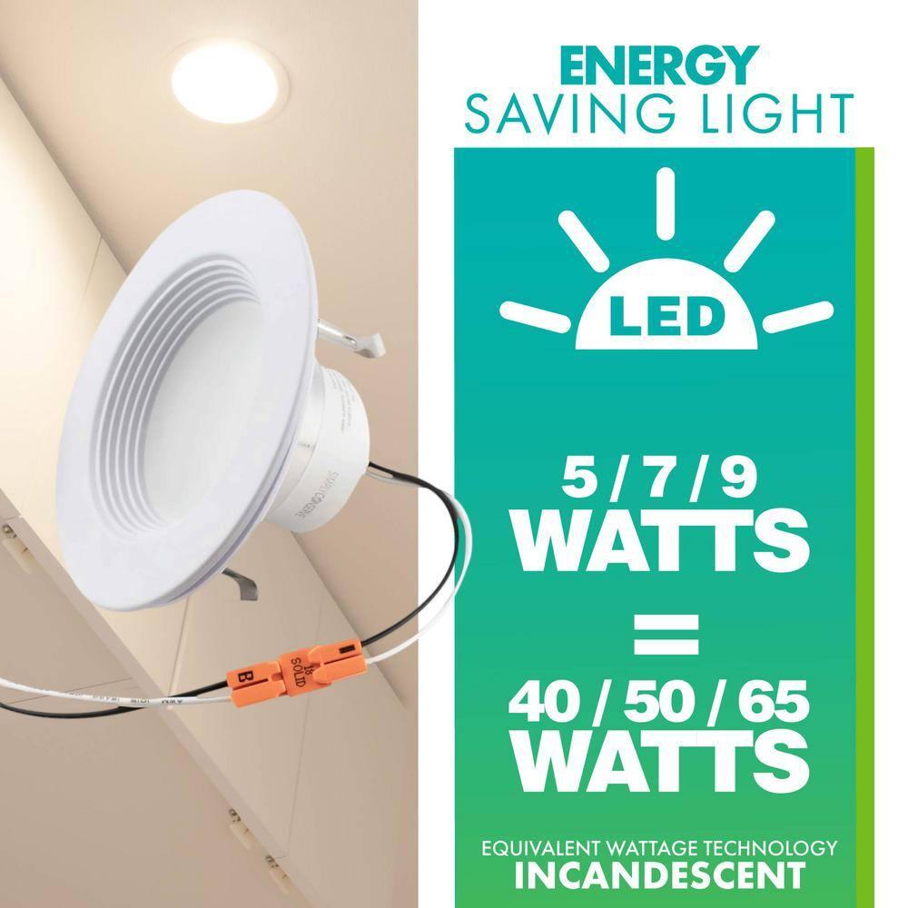 4-inch White Field-Adjustable Downlight Integrated LED Recessed Kit, 2700K Soft White to 5000K Daylight, 4-pack