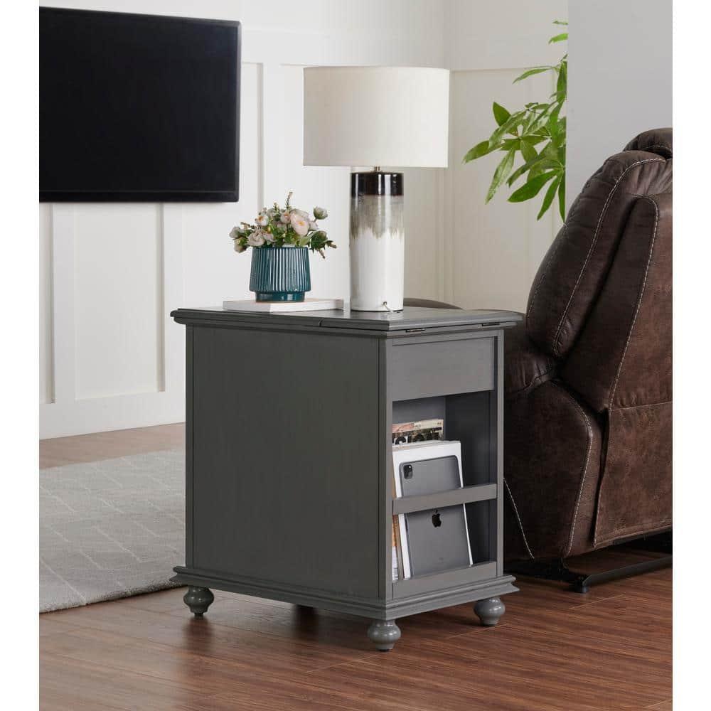 Martin Svensson Home Gray Elegant Chairside Table with Power