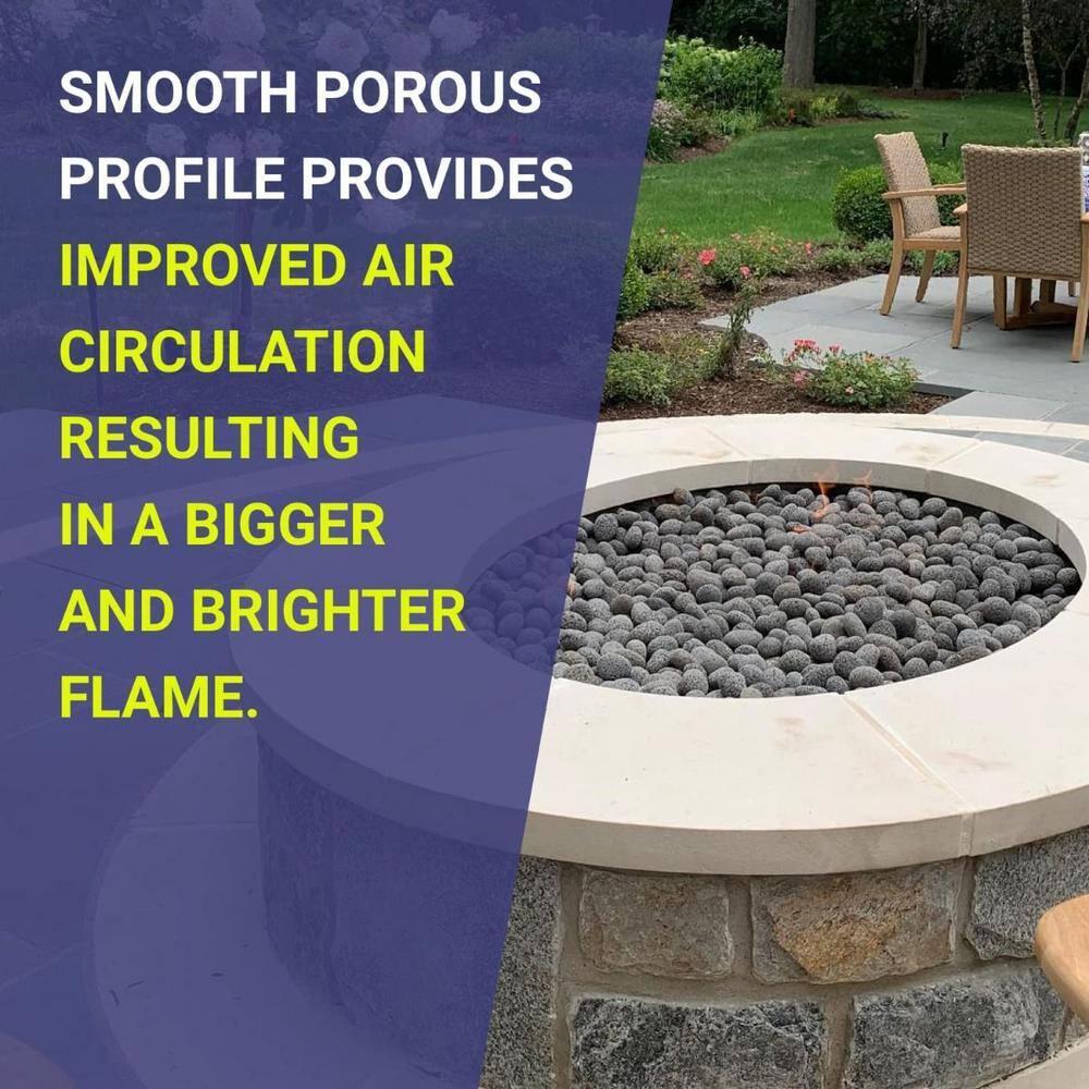 Small Gray and Black Tumbled Lava Stones for Fire Pit, 20 lbs
