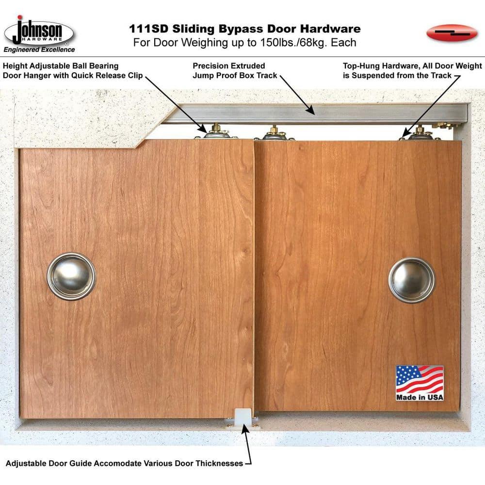 Sliding Closet Bypass Doors with Frosted Glass | Veregio 7339 White Silk | Sturdy Rails Moldings Trims Hardware Set | Wood Solid Bedroom Wardrobe Doors -64" x 84" (2* 32x84)