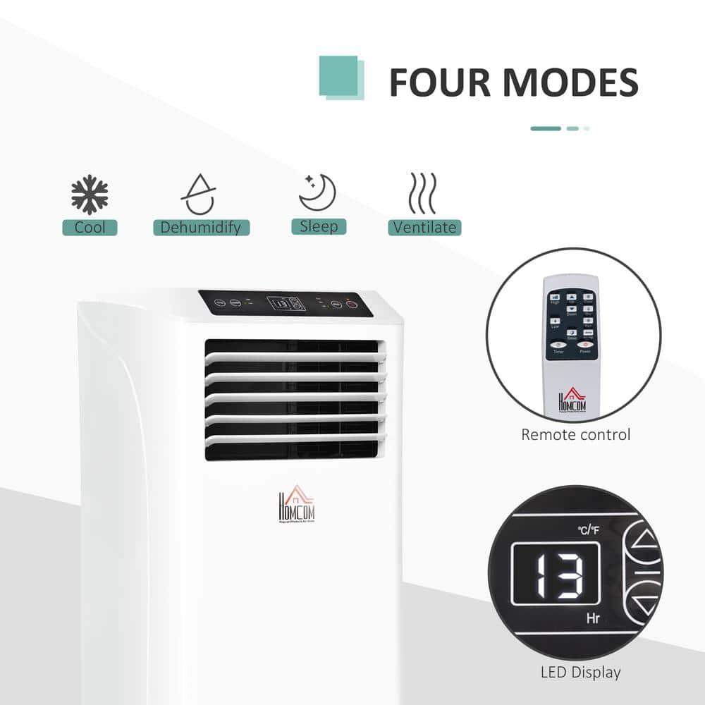 HOMCOM 10000 BTU Mobile Portable Air Conditioner with Cooling, Dehumidifier, Ventilating, Remote Control, 24-Hour Timer, Portable AC Unit for Bedroom, Living Room, Home Office, White