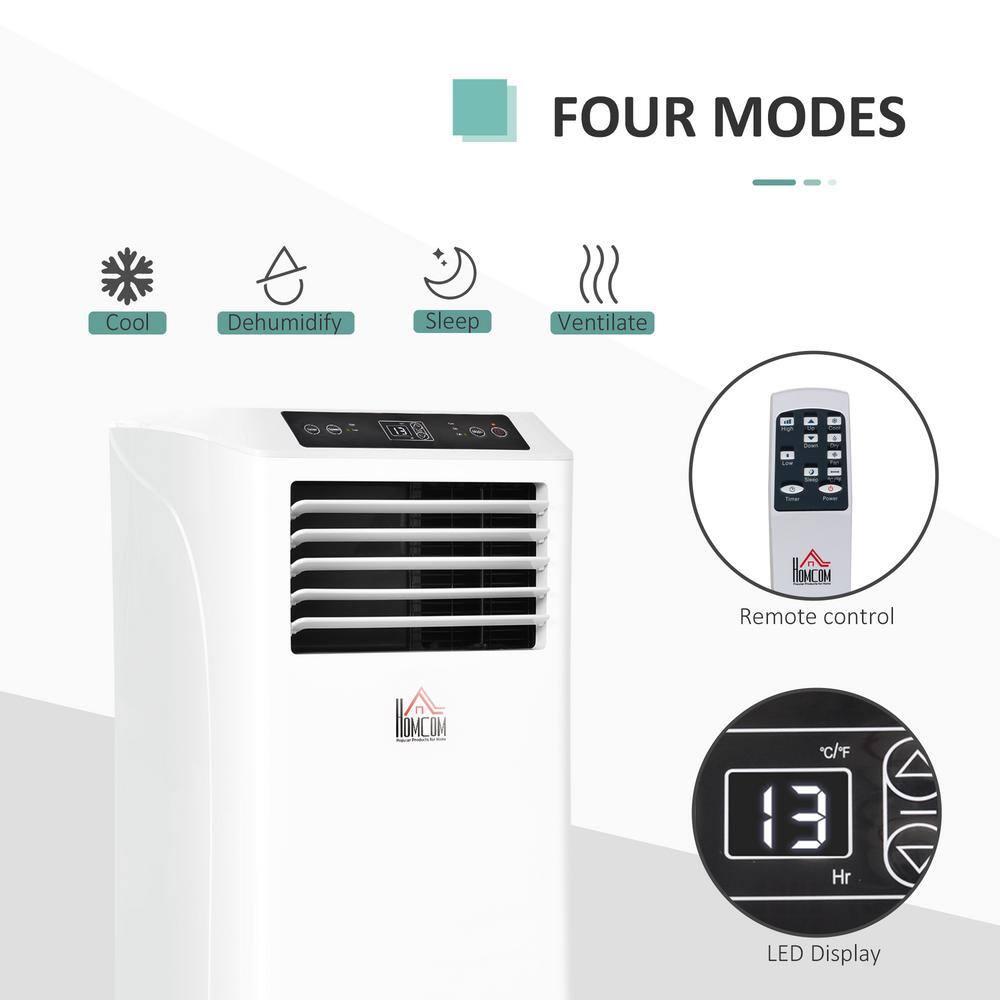 HOMCOM 10000 BTU Mobile Portable Air Conditioner with Cooling, Dehumidifier, Ventilating, Remote Control, 24-Hour Timer, Portable AC Unit for Bedroom, Living Room, Home Office, White