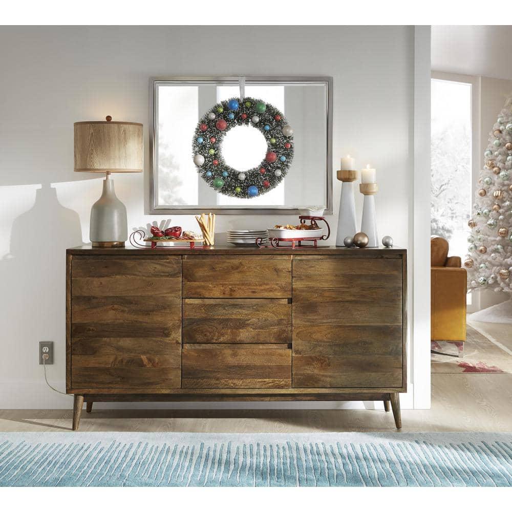 Head West Brushed Nickel and Chrome Metal Framed Vanity Mirror for Bathroom - Beveled-Edge Bedroom Mirror with Z-Bar Brackets for Vertical & Horizontal Placement - 24"x30"
