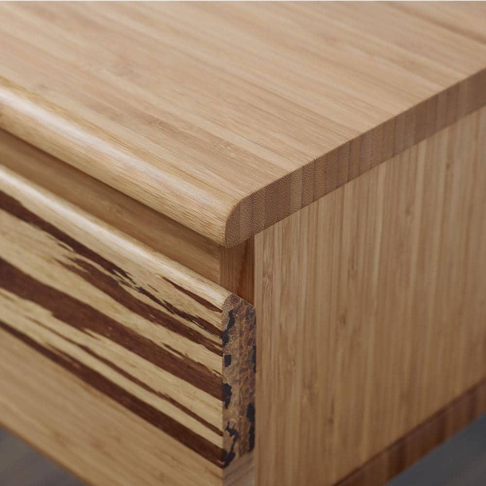 Azara Caramelized Bamboo Nightstand with Tiger Accents