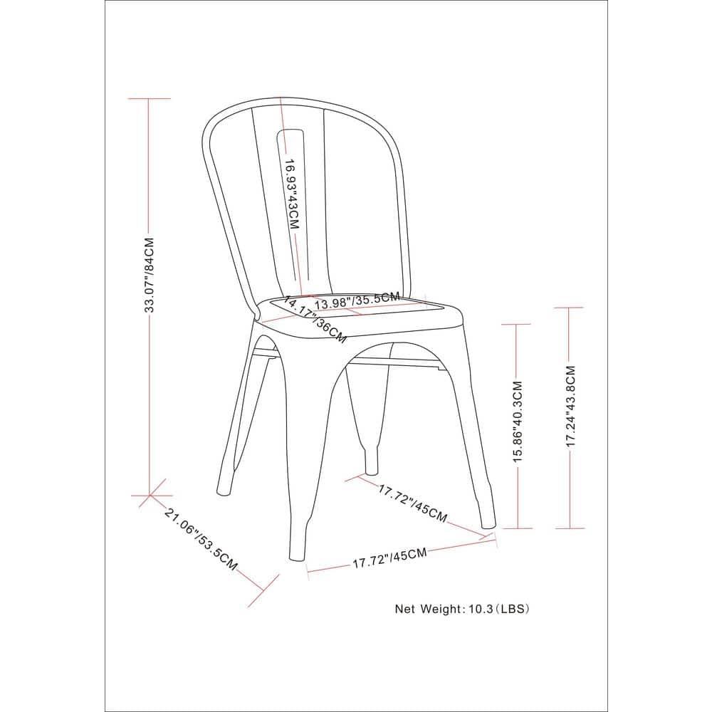 Simpli Home Fletcher Industrial Iron Dining Chair with Stackable Design and Protective Rubber Caps (Set of 2) (Set of 2)
