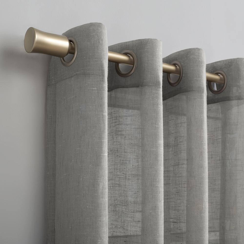 63"x52" Slub Textured Linen Blend Grommet Top Curtain Gray - Archaeo: Light Filtering Panel, Modern Indoor Decor