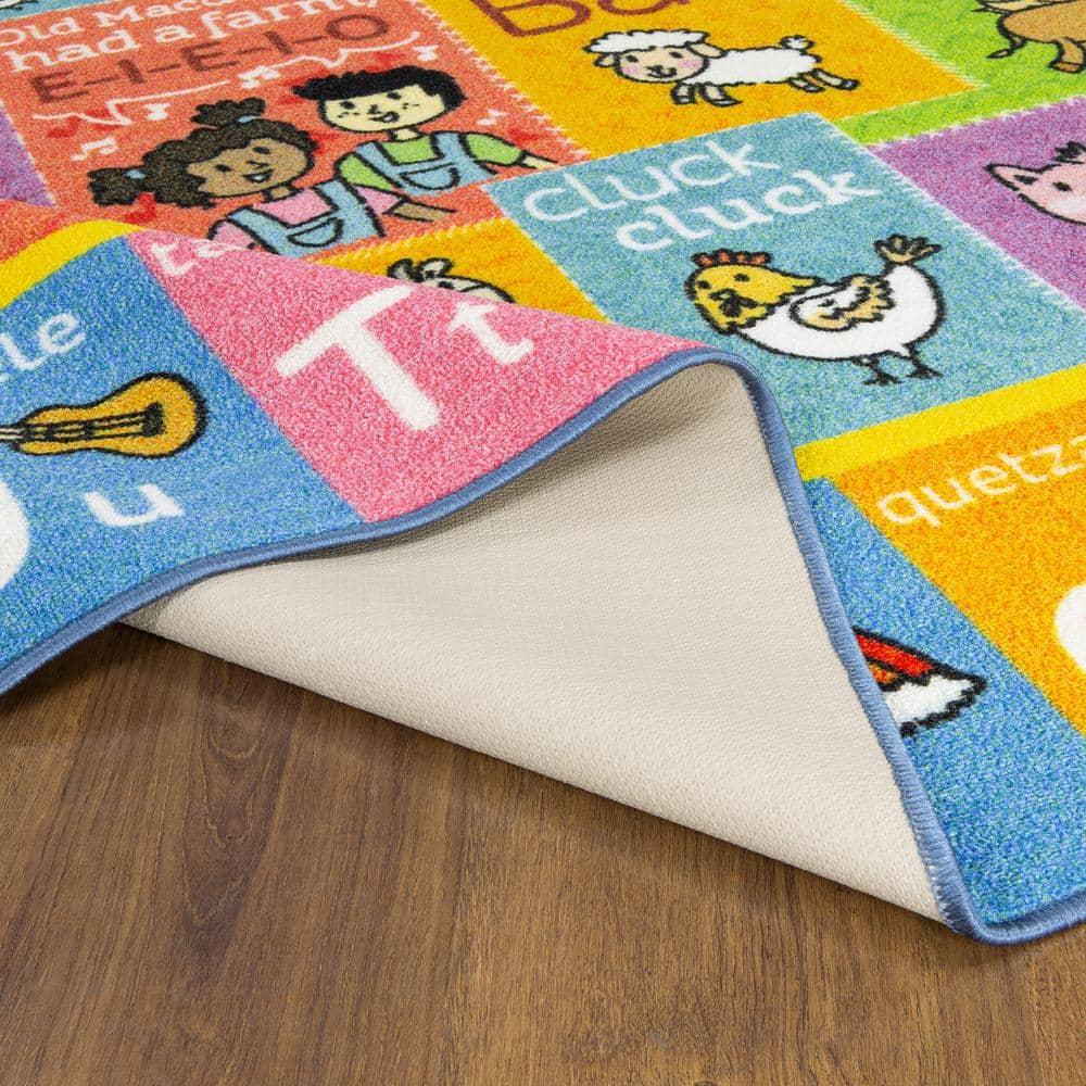 KC CUBS Boy & Girl Kids ABC Alphabet W/ Animals & Sounds Educational Learning & Fun Game Play Nursery Bedroom Classroom Rug Carpet, 5' 3" x 6' 6"
