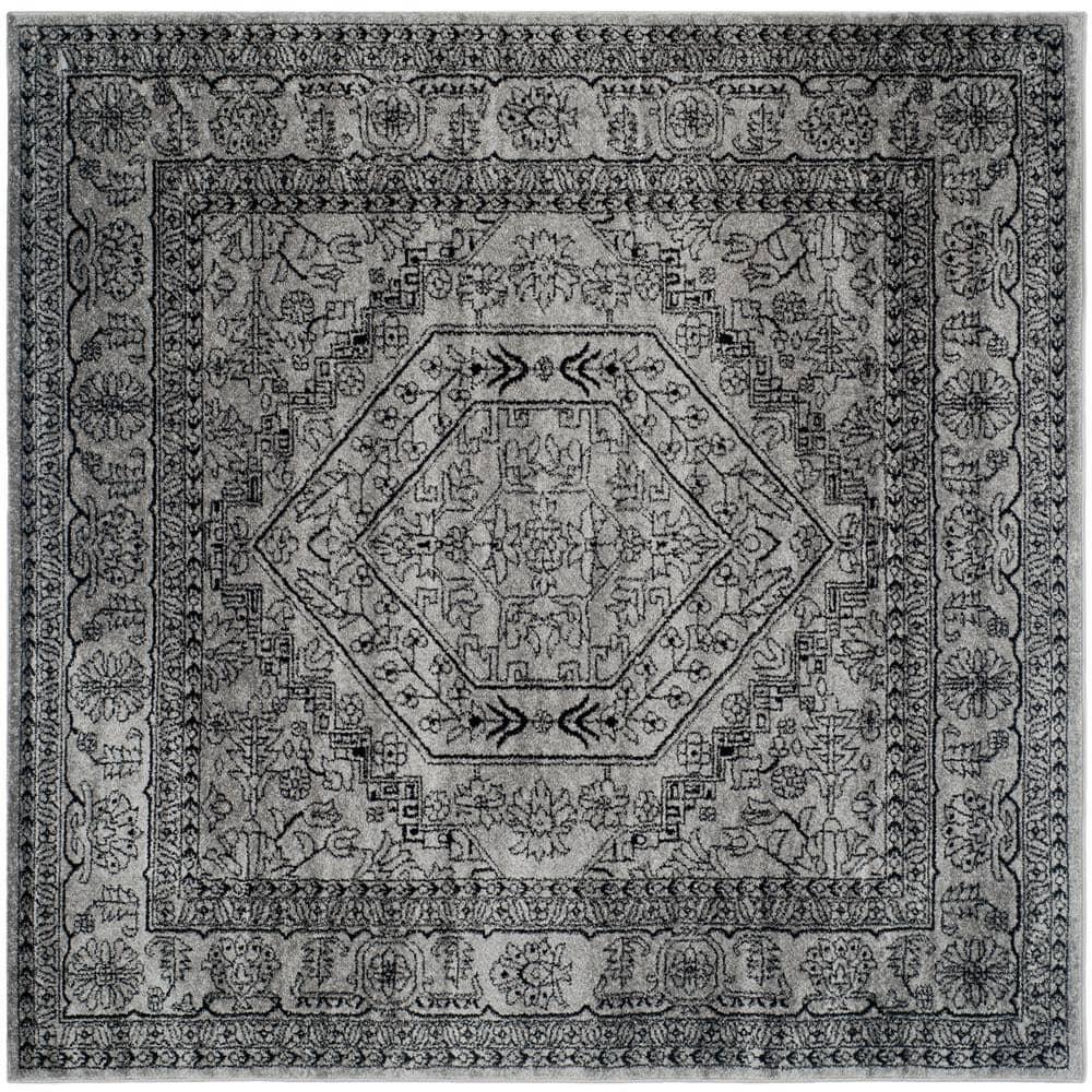 Adirondack ADR108 Power Loomed Area Rug - Silver/Black - 10'x10' - Safavieh.