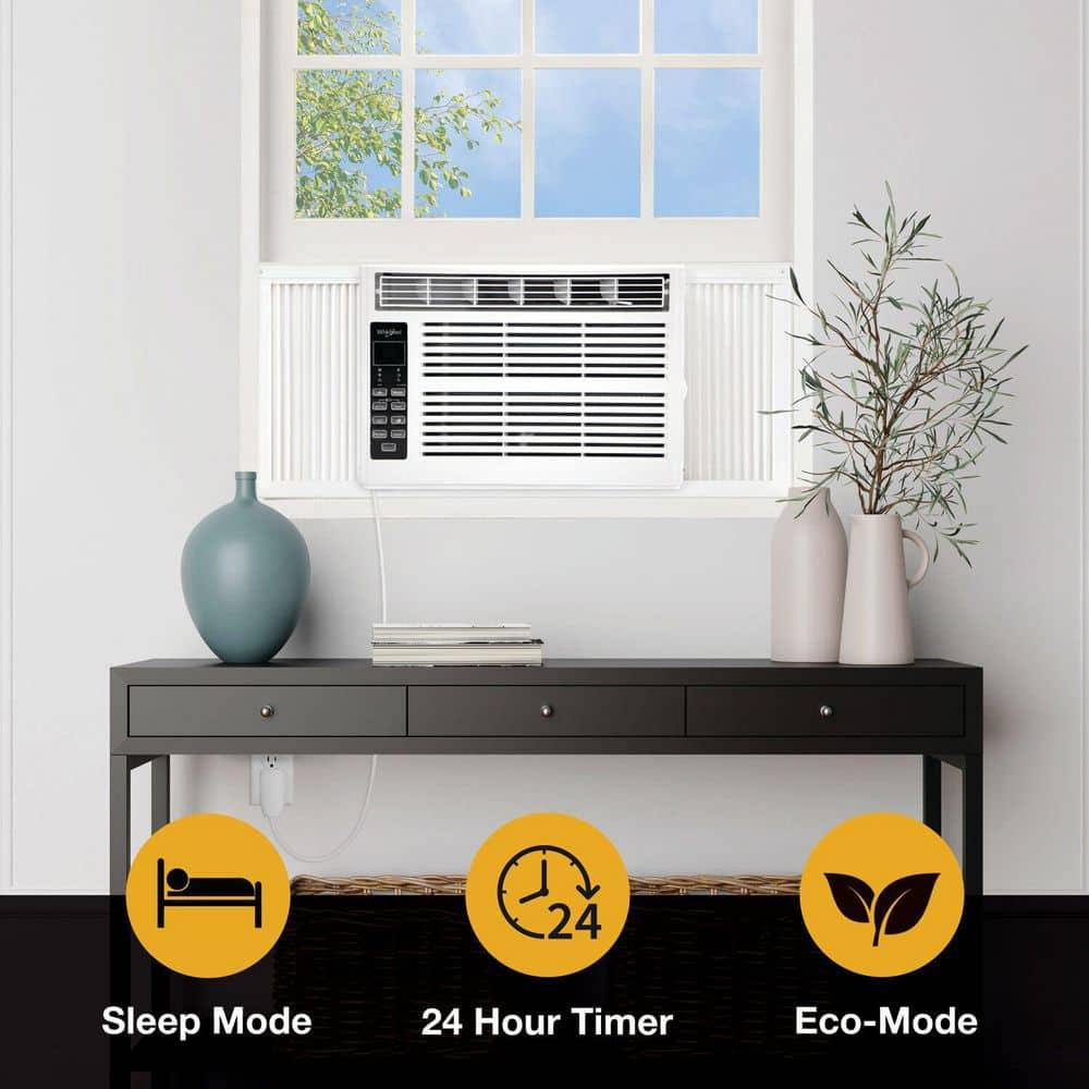 Whirlpool 6000 BTU 115V Window Mounted Air Conditioner and Dehumidifier: 3 Speeds, 8-Way Air Control, 200-500 sq. ft.