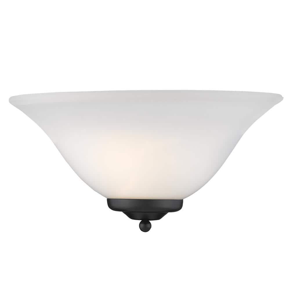 Golden Lighting Sloane 1-Light Wall Sconce in Matte Black with Opal Glass