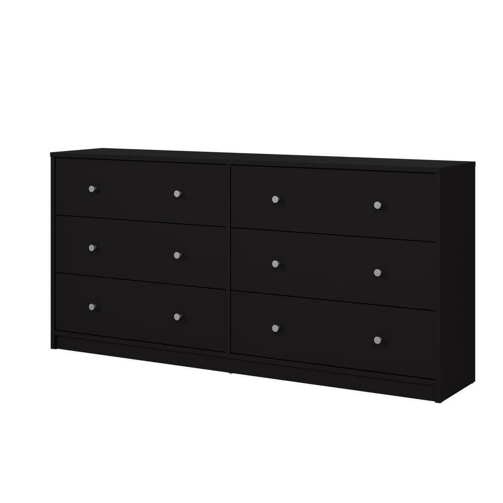 Tvilum Portland 6 Drawer Double Dresser, Black