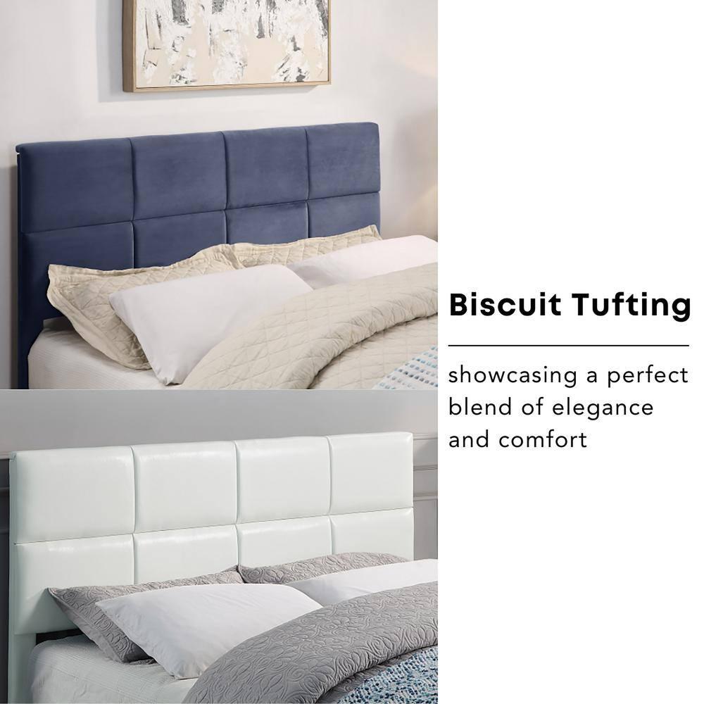 Full Kerwin Flannelette Bed with Bench Storage White - HOMES: Inside + Out: Upholstered Platform, No Box Spring Required