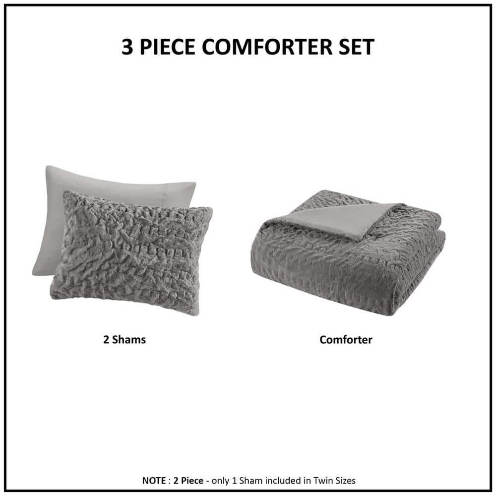 Almagul Ruched Fur Down Alternative Comforter Set