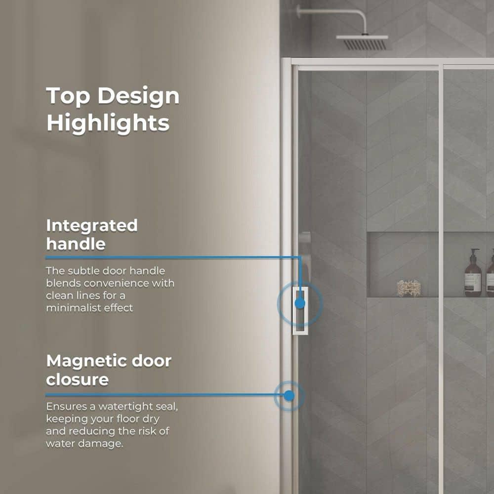 Ove Decors Stanford 48 In. W X 74 In. H Sliding Clear Straight Alcove Shower Door