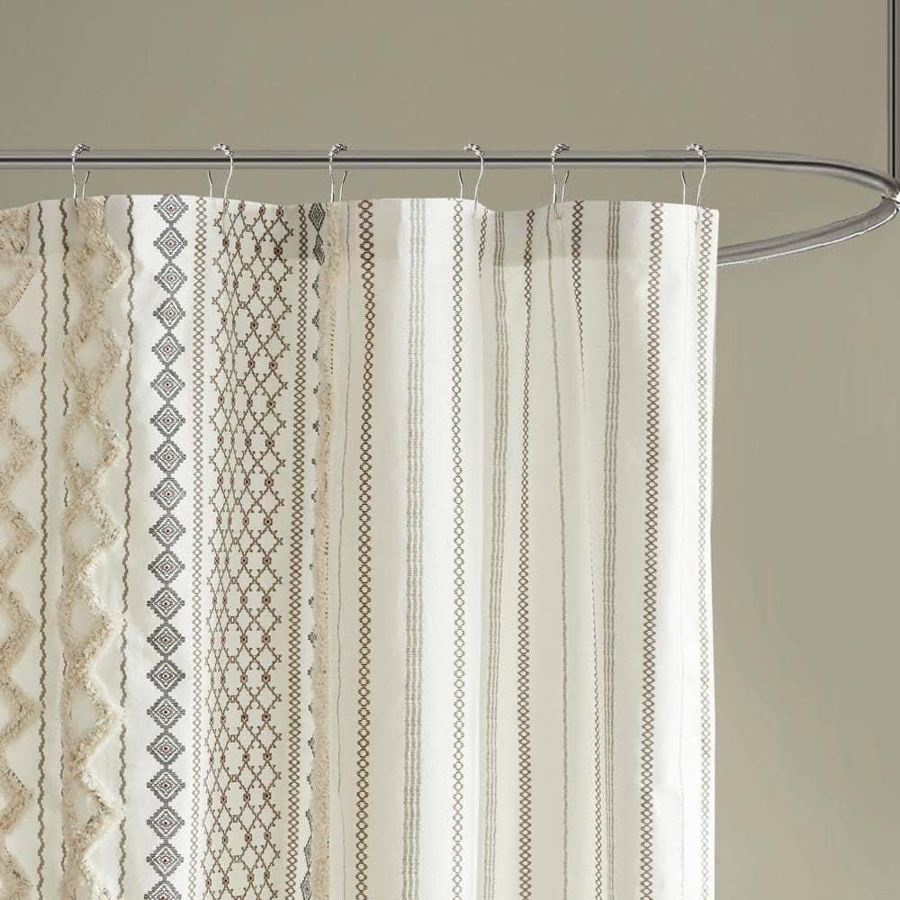 INK+IVY Imani 100% Cotton Printed Shower Curtain with Chenille