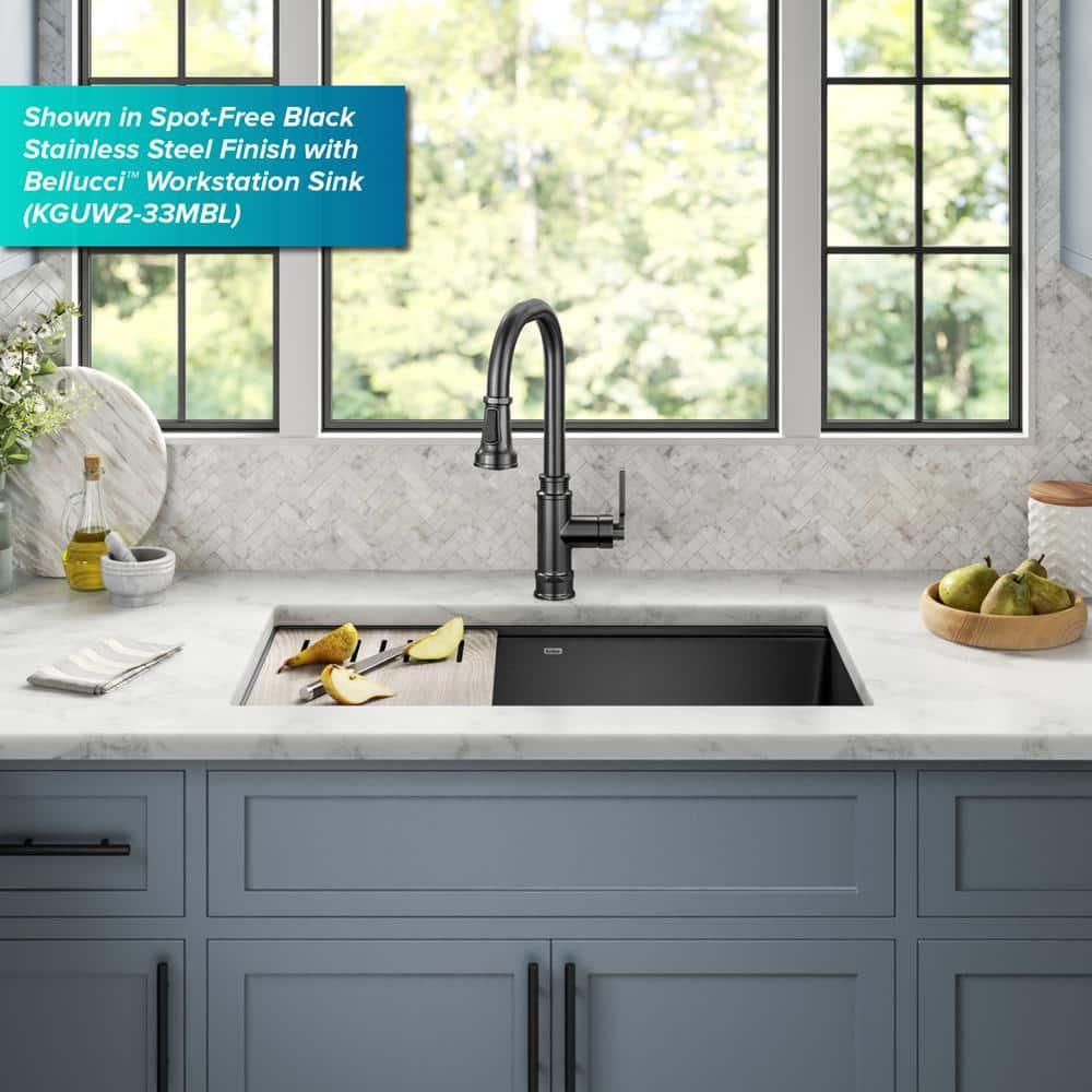 KRAUS Allyn Transitional Industrial Pull-Down Single Handle Kitchen Faucet in Chrome
