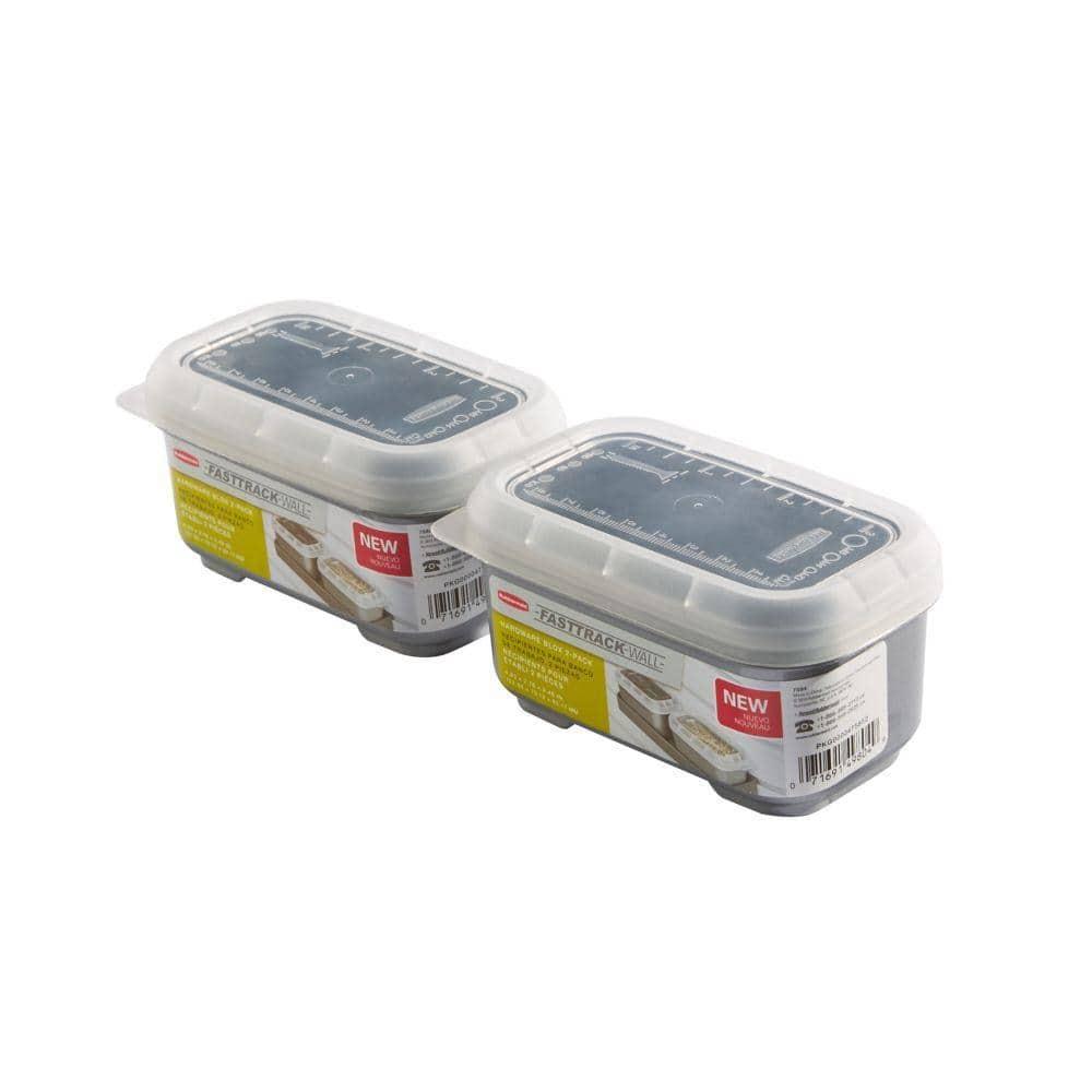 Rubbermaid Garage FastTrack Wall Bench Blox Bin (2-Pack), Gray